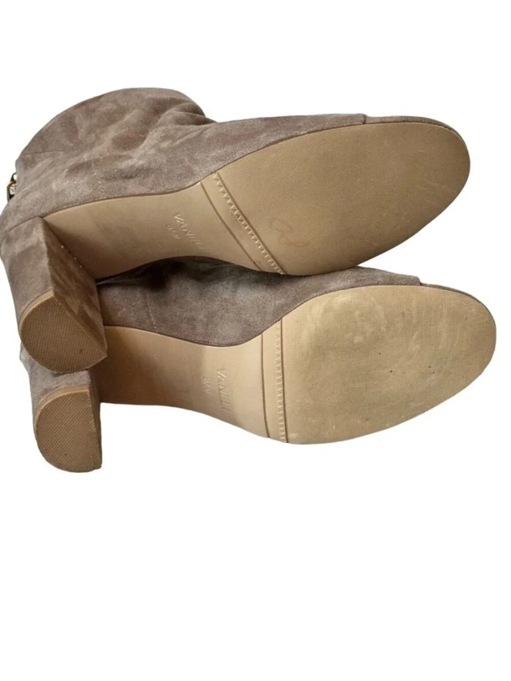 VAN ELi Women's Shoes Peep Toe Ankle Boots Beige Suede Size 8.5